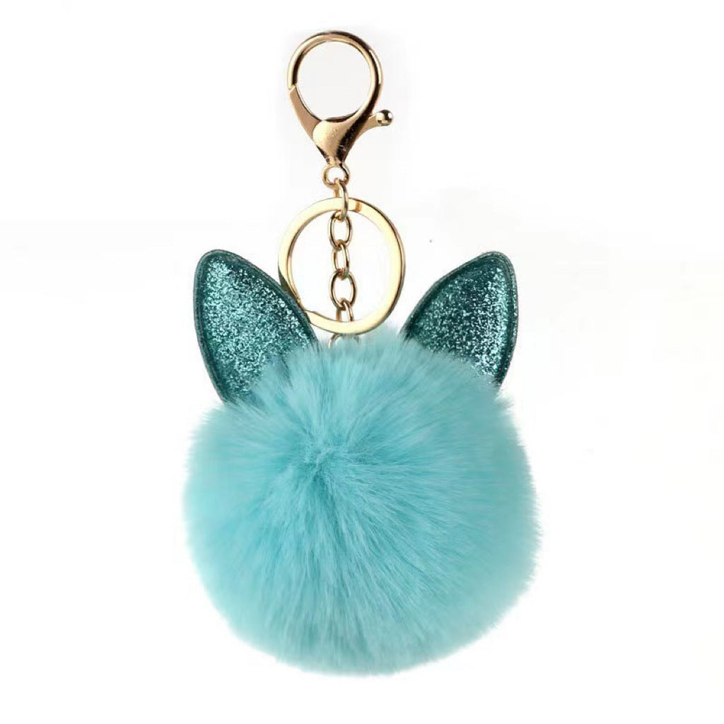 Wholesale Plush rabbit ears ethnic ball keychain